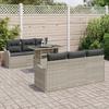 Ensemble de canapé de jardin 7 pièces avec coussins gris clair en poly rotin, Canapé de jardin 2 places avec coussins gris 3348388