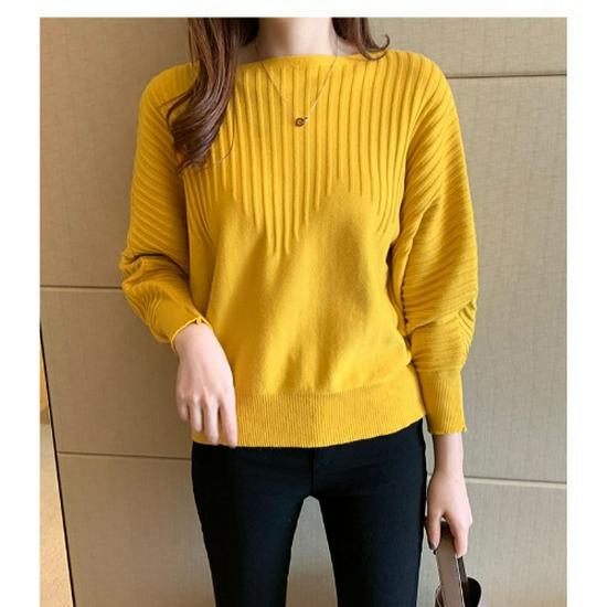 2021 Japan Korea Batwing Sleeve Women's Knitwear: Autumn/Winter Long Sleeve Loose Pullover Sweater