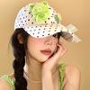 Cute Bear Polka Dot Bow Baseball Cap Women's Wide Brim Showing Face Small Versatile Cap Big Head Circumference Hat