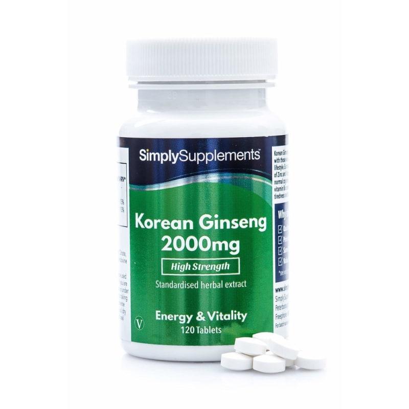 SimplySupplements Korean Ginseng 2000 Mg, Energy & Vitality 120 Tablets