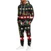 Men's Casual Christmas Print Lightweight Hoodie and Straight Leg Sweatpants 2 Piece Set for Holiday Celebration