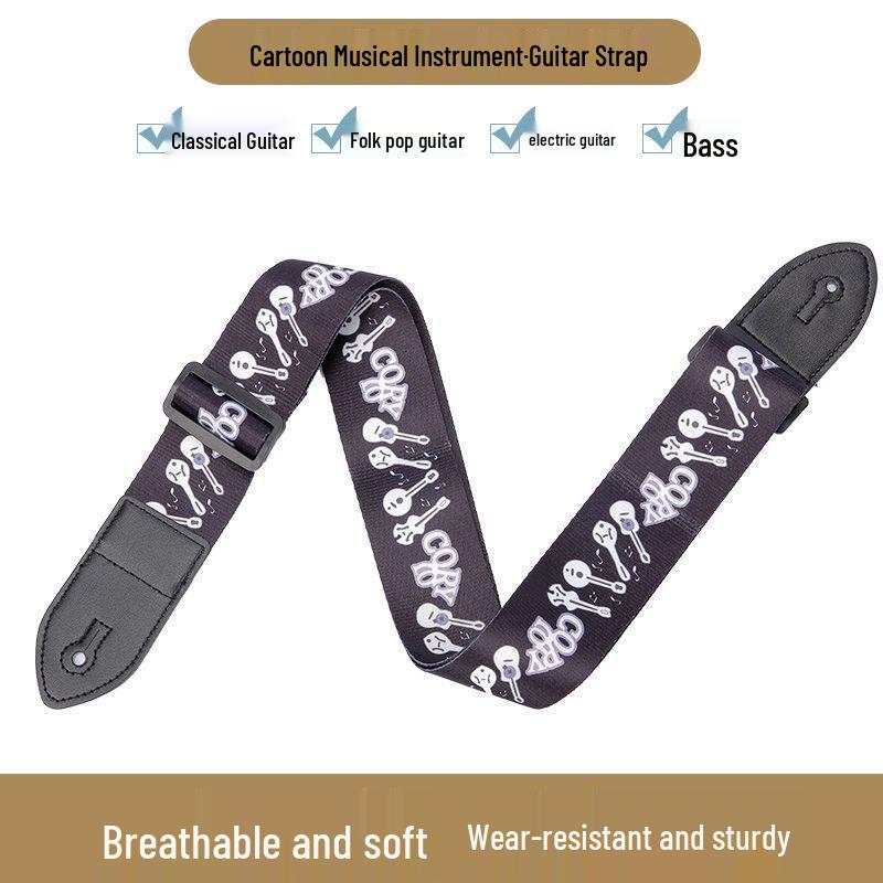 Polyester Printed Guitar/Bass Strap: Widened, Thickened, Punch-Free for Boys & Girls