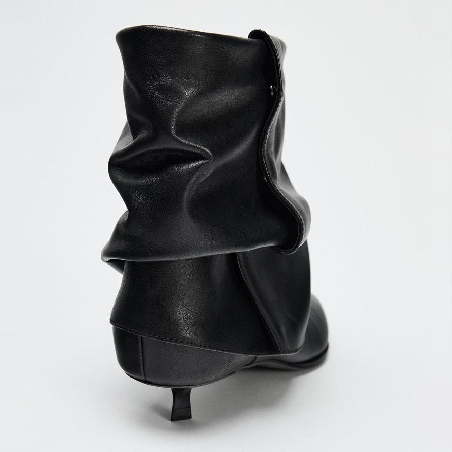 Elegant New Cat Heel Ankle Boots Woman  Sexy Pointed Toe Pleated Short-tube Fashion Boots Soft Leather Short Boots Women