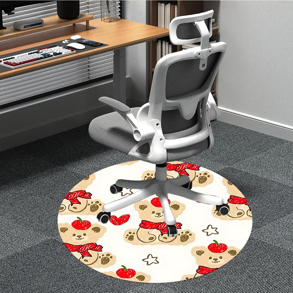 

1pc Bear Cherry Office Round Rug, Non-slip, Soft and Durable Office Rug for Interior Decoration, Perfect for Office, Beautiful Decoration yy260324095 80cm by 80cm