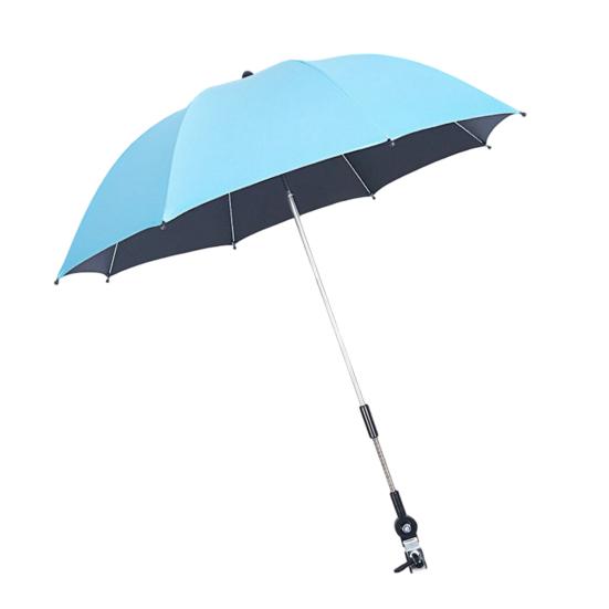 Baby Stroller Umbrella with Clamp UPF 50+ Sun UV Protection Adjustable Waterproof Windproof Universal Outdoor UV Blocking Pram Parasol