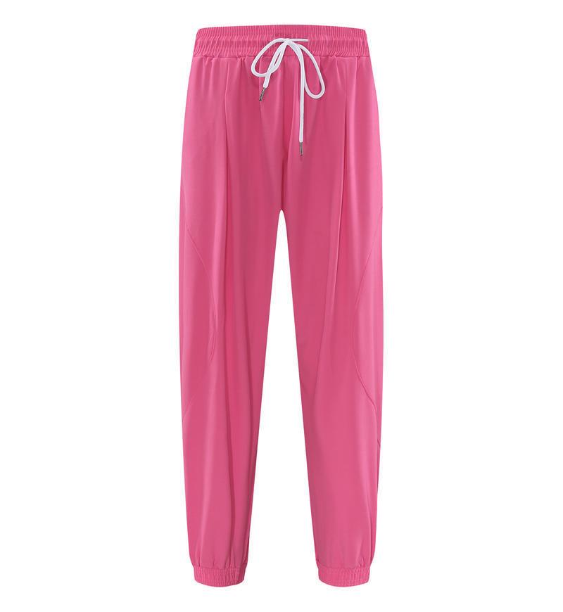 Women s Lightweight Quick-Dry Ice Silk Sports Pants: Breathable, Elastic, Casual Long Running Pants XXL розы красного