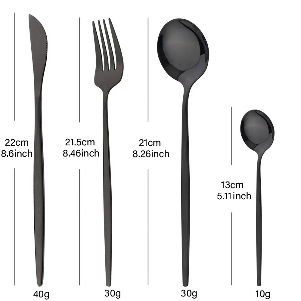 16Pcs Gold Dinnerware Stainless Steel Cutlery Set Kitchen Mirror Flatware Knife Fork Coffee Spoon Kitchen Home Tableware Set