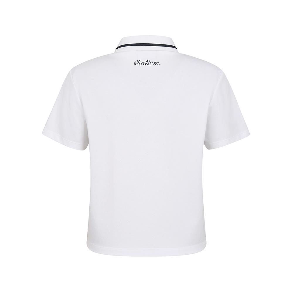 MALBON GOLF Color Tip Basic Crop T-Shirt White (Woman)