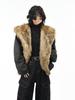 Unisex Retro Faux Fur-Lined Mountain Eagle Hooded Cotton Jacket