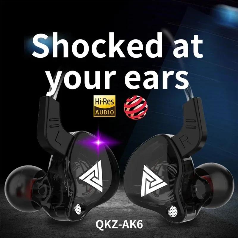 Fone de Ouvido Intra-Auricular QKZ AK6 Original 6 Unidades de Driver Dinâmico Fone de Ouvido Com Microfone Estéreo Esportivo HIFI Subwoofer Headset Monitor Fones de Ouvido