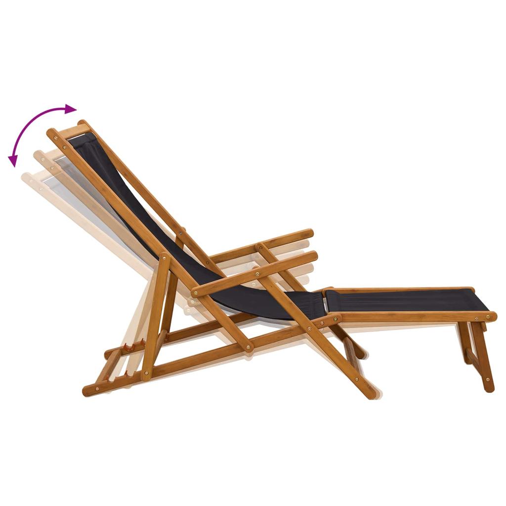 Foldable Sun Lounger 3 Positions Solid Eucalyptus Wood