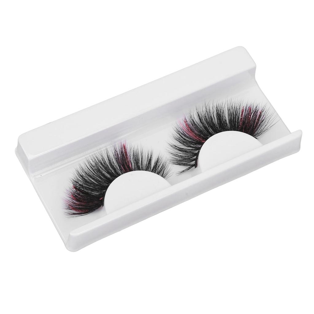 1 Pair 18mm Colored False Eyelashes Cosplay Costume Party Long Curly Pink Glitter Fake Eyelashes for Women G11X01‑2
