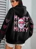 Santa Claus Print Women's Hoodie with Pocket - Casual Streetwear