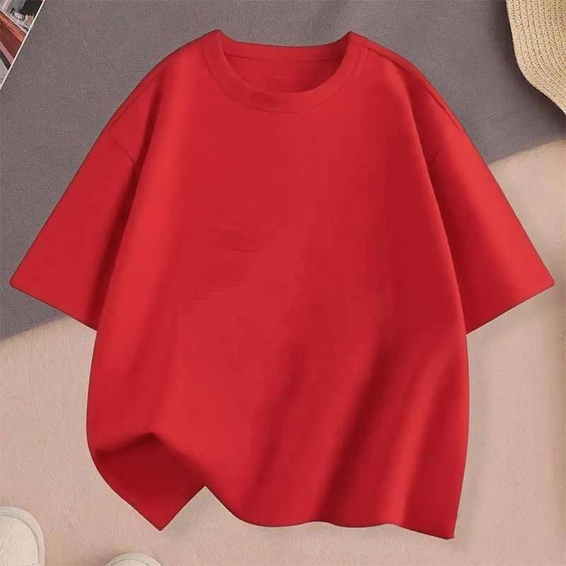 Teenage Blank Without Pattern Printed T-shirt Summer Boys and Girls Casual Loose Round Neck Short Sleeve Children Tops T-shirt