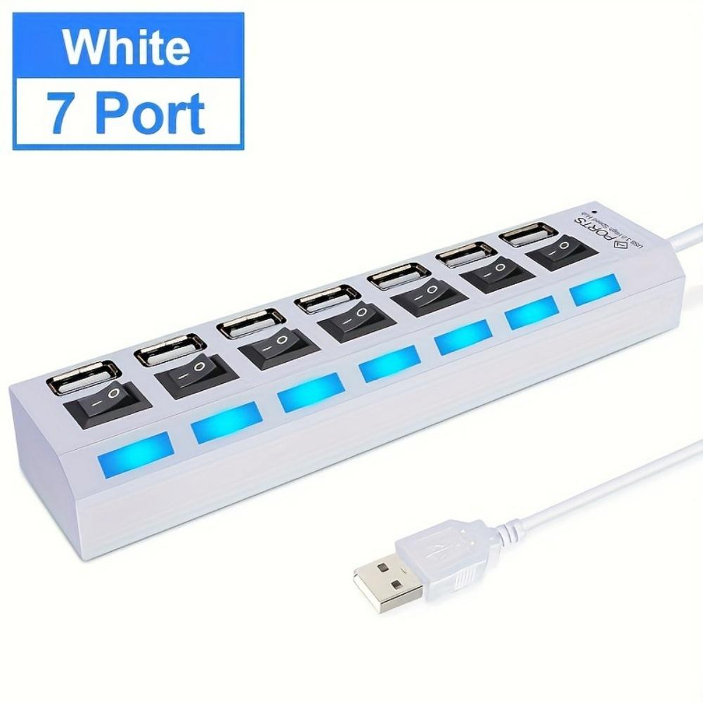 4/7 Port USB 2.0 HUB High Speed Power Adapter Expander Multi Ports USB Splitter With Switch For Laptop PC Computer Accessories