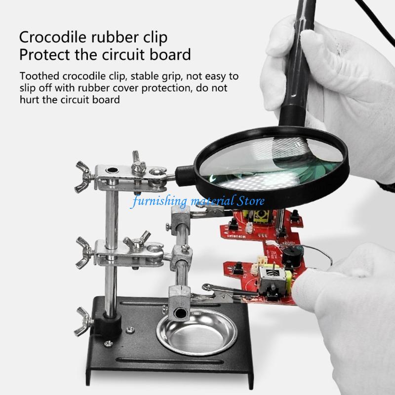 Y5GD Desktop Glass Soldering Station 5X Helping Hands Magnifier Soldering Station Stand Repair Compact-size