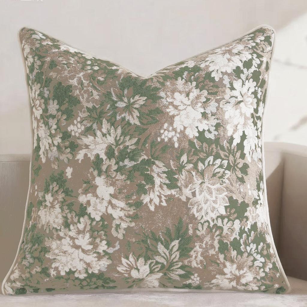 Retro Floral Throw Pillow Cover Cojines 45X45 Chenille Yarn-Dyed Jacquard Square Pillowcase Decoration Sofa Cushion Covers
