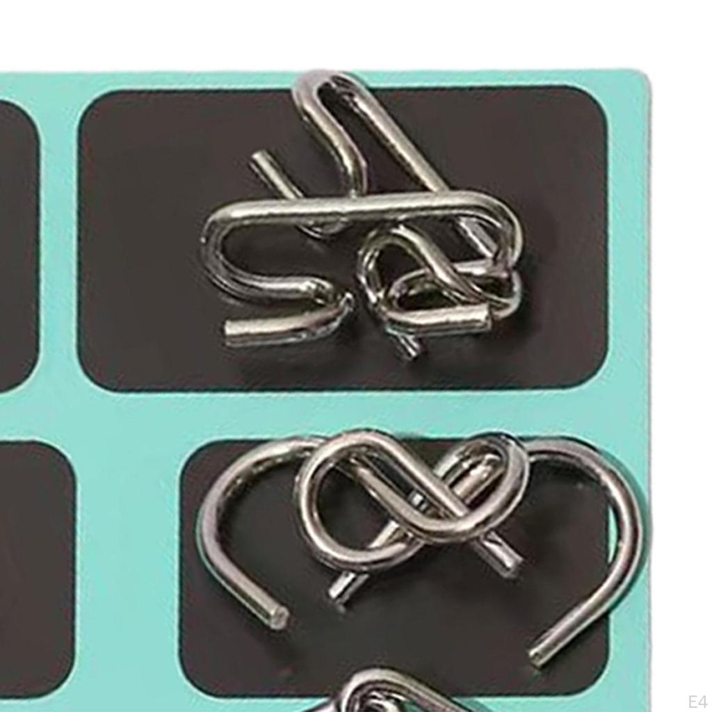 8Pcs Metal Wire Puzzle Set Link Interlock Durable Smooth Tangled Puzzles Style A