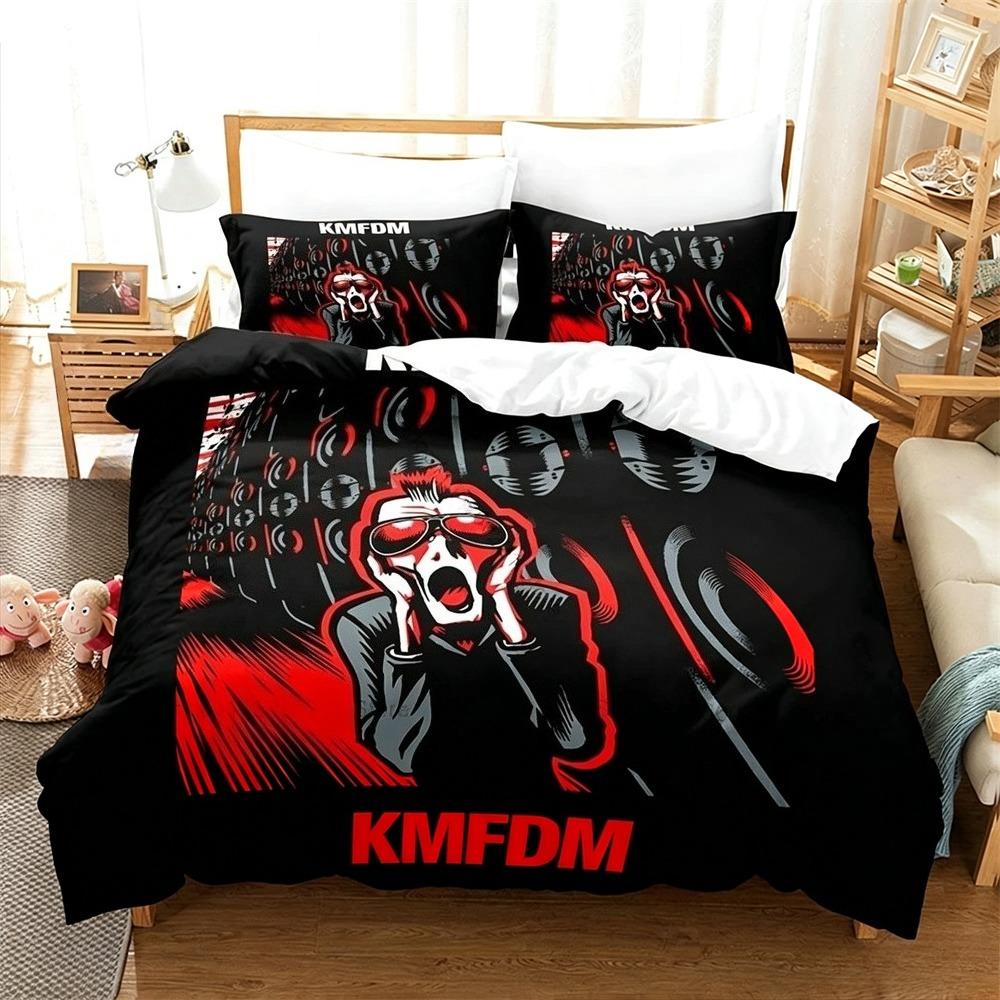 Hot K-Kmfdm Band Duvet Cover Pillowcase Bedding Set Adult Boy Girl Bedroom Decoration Children Gift Single Double Large Size