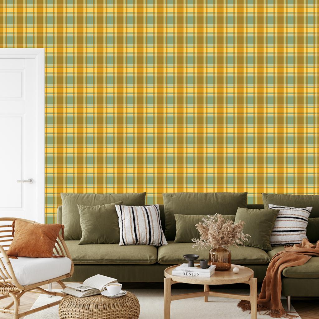 Wallpaper Yellow and blue checkered gold, yellow and lime 50x1000