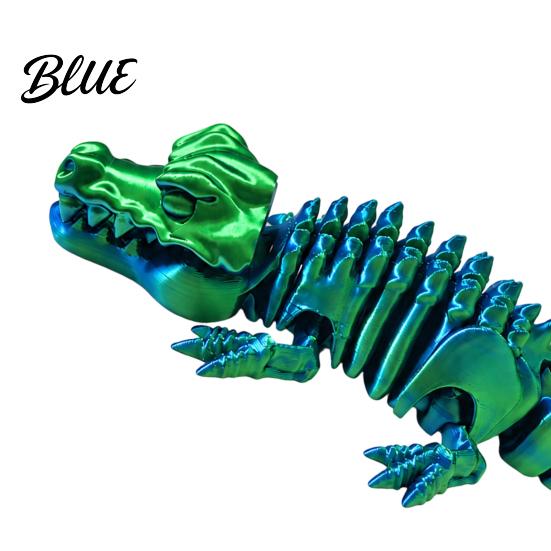 Realistic PLA Animal Model 3D Printed Articulated Crocodile Toy, Flexible Reptile Figure, Fidget Toy for Creative Desktop Decoration Stress