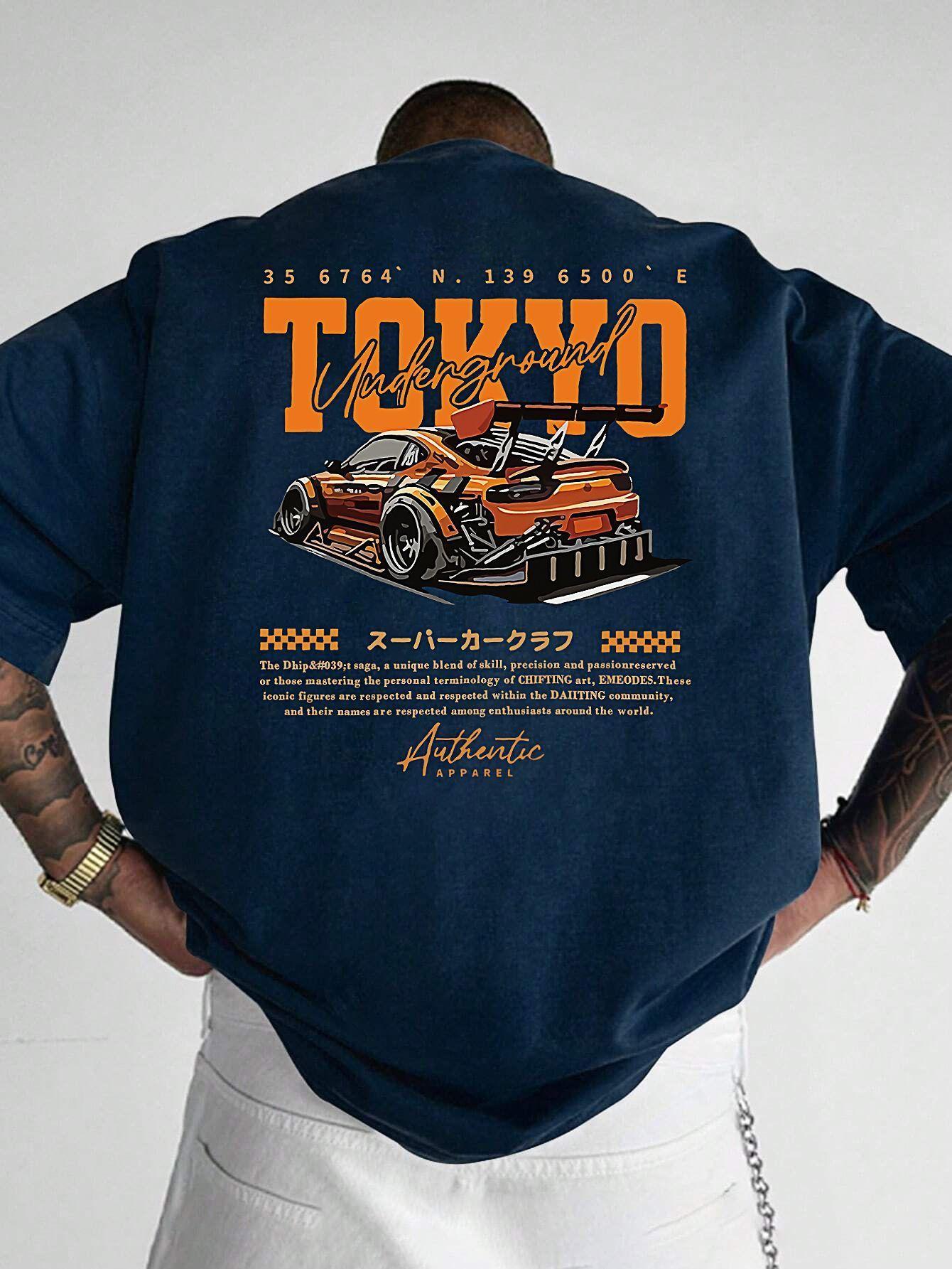 

Retro Japanese Drift Racing Car Print 100Cotton Trend Men Tshirt Summer Autumn Daily Outdoor Sports Casual Street Short Sleeve 4XL