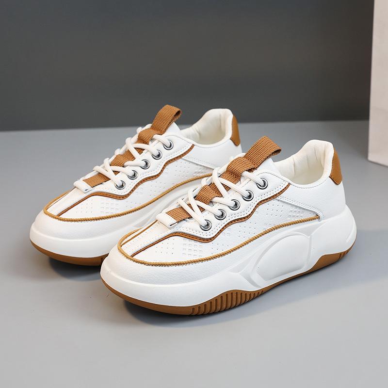 

[Customized] YB6051-1 New Little White Shoes Women s Shoes Versatile 2025 Summer Breathable Increase Thick Bottom Fashion Break 35