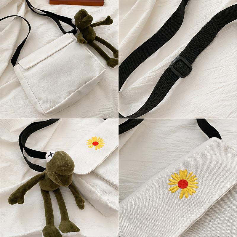 Canvas Bag Woman 2026 New Model Ins Trend Hotshot Little Daisy Crossbody Bag Trendy Korean-style All-purpose Shoulder Bag Girls