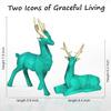 Set of 2 Deer Resin Showpieces Hiran Statues for Home and Office Décor, Nature-Art Pieces, Ideal Gift for Nature Lovers, Family, and Friends (Green)