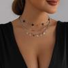 Retro Dark Style Star Sequin Three-Layer Necklace - European & American Inspired Light Luxury