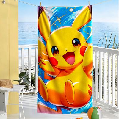 Pikachu Adventure In Space Beach Towel Super Soft & Absorbent Comfortable Lightweight Suitable for Swimming, Gym, Camping, Yoga Vacation