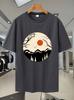 Atmungsaktives kurzärmeliges Mesh-T-Shirt mit stilvollem Sonnenuntergangs-Bergdruck - Leicht