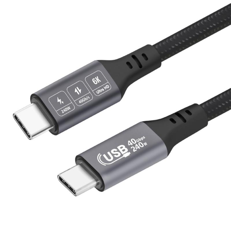 

USB4 Cable 240W Fast Charging 40Gbps Data Transfer For 3/4 6K Video Nylons Braideds Type C to Type C Cord 1