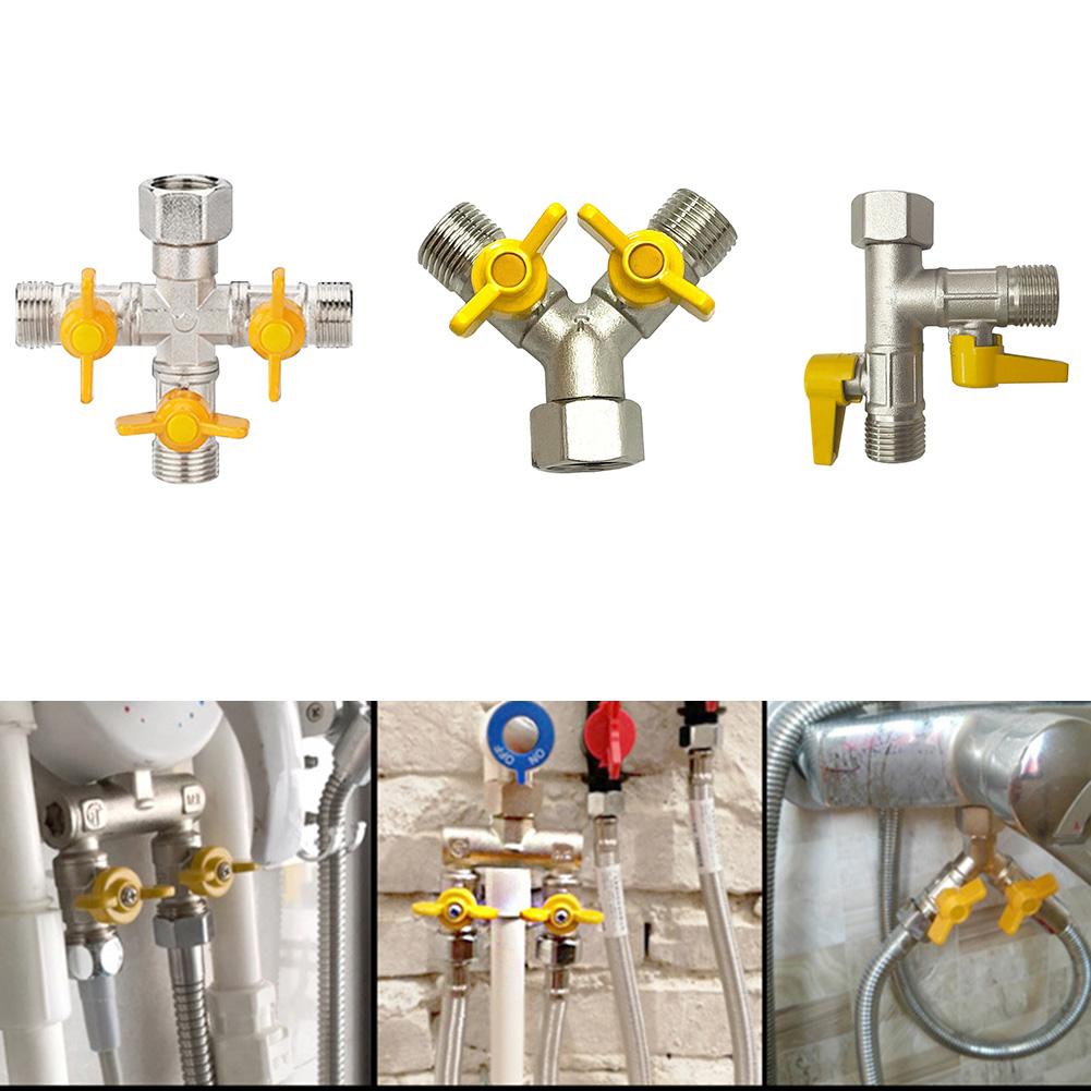 Gas Valve Connector Valve For Inlet Hose Multifunctional 3-way Adapter Distributor Double Switch Ball High Quality