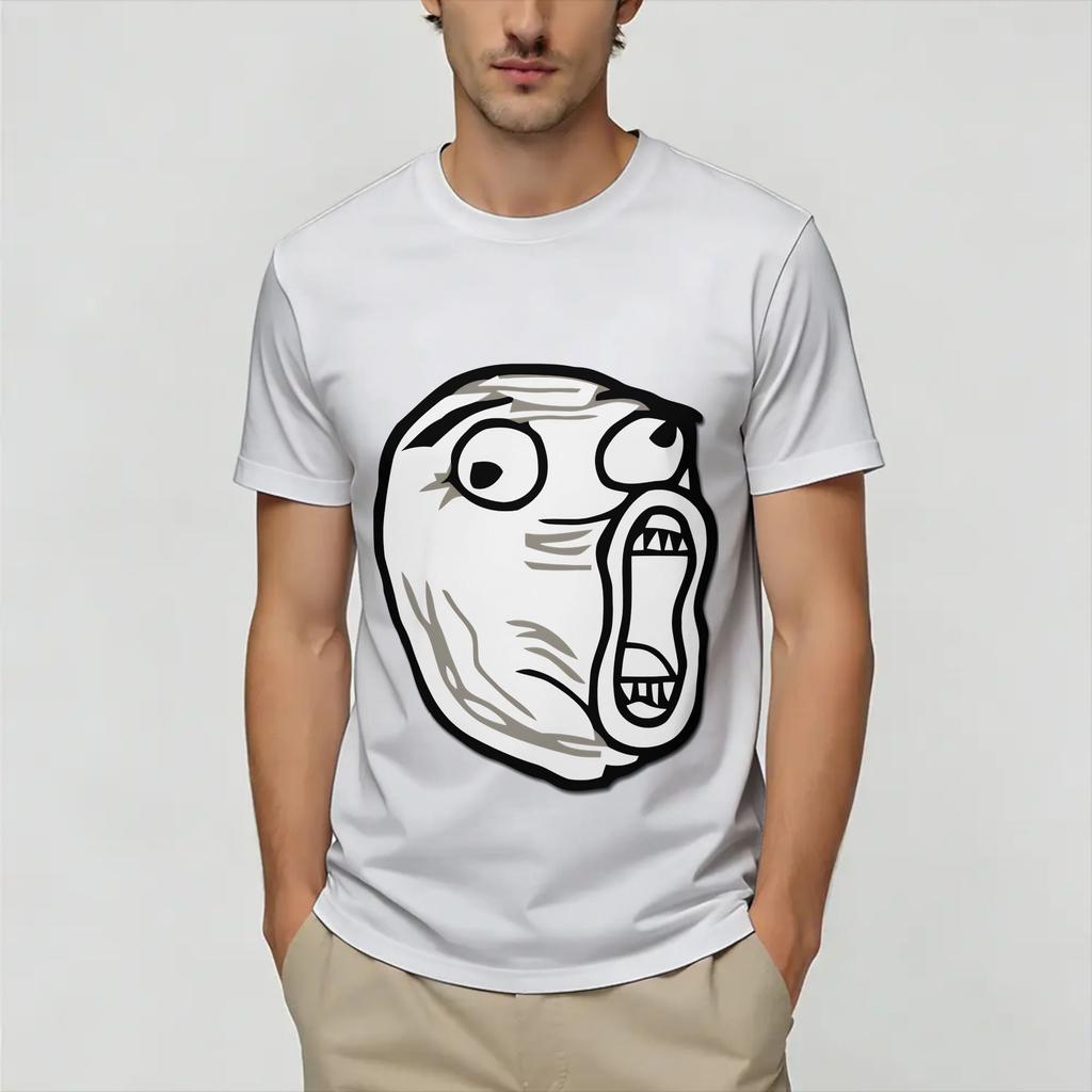 Rage Comic Trollfac Unisexs T Shirts Funny Tee Shirt Short Sleeve Round Collar TShirts Cotton Printed Clothing