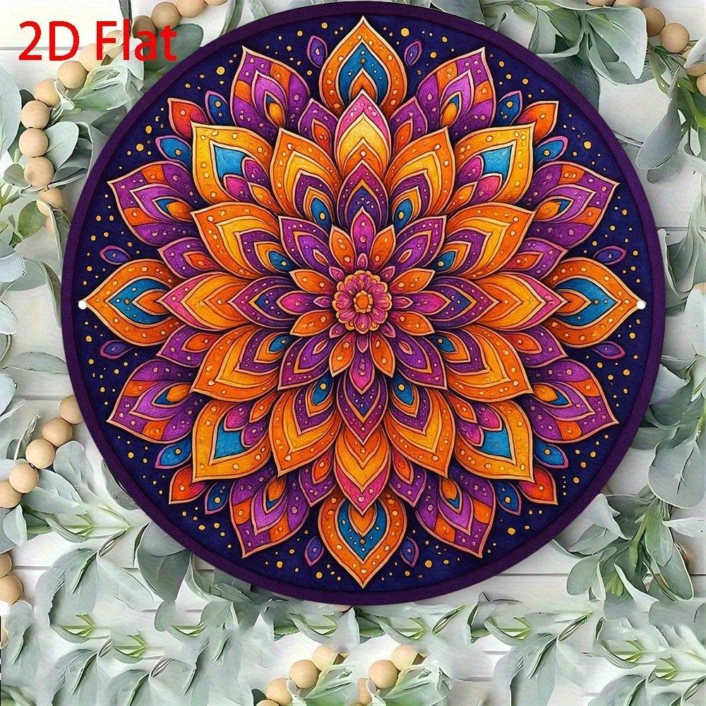 Mandala nástěnné umění Hliníkový znak Vintage kulatý Domácí dekorace Dárek Kuchyně Zahrada Kancelář