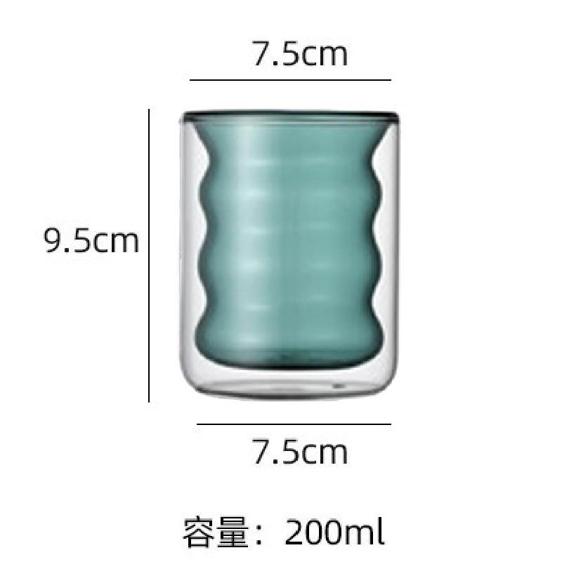 Creative Glass Cups Double-layer Heat-resistant Tumbler Drinking Cups Juice Milk Coffee Cups Tumbler Corrugated Cups 200ml