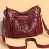 Damska miękka skórzana torba na ramię z wieloma kieszeniami, torba crossbody, torba dla mamy w średnim wieku