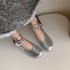 Women's Flat Ballet Shoes New Metal Buckle Large Mary Jane Single Shoes