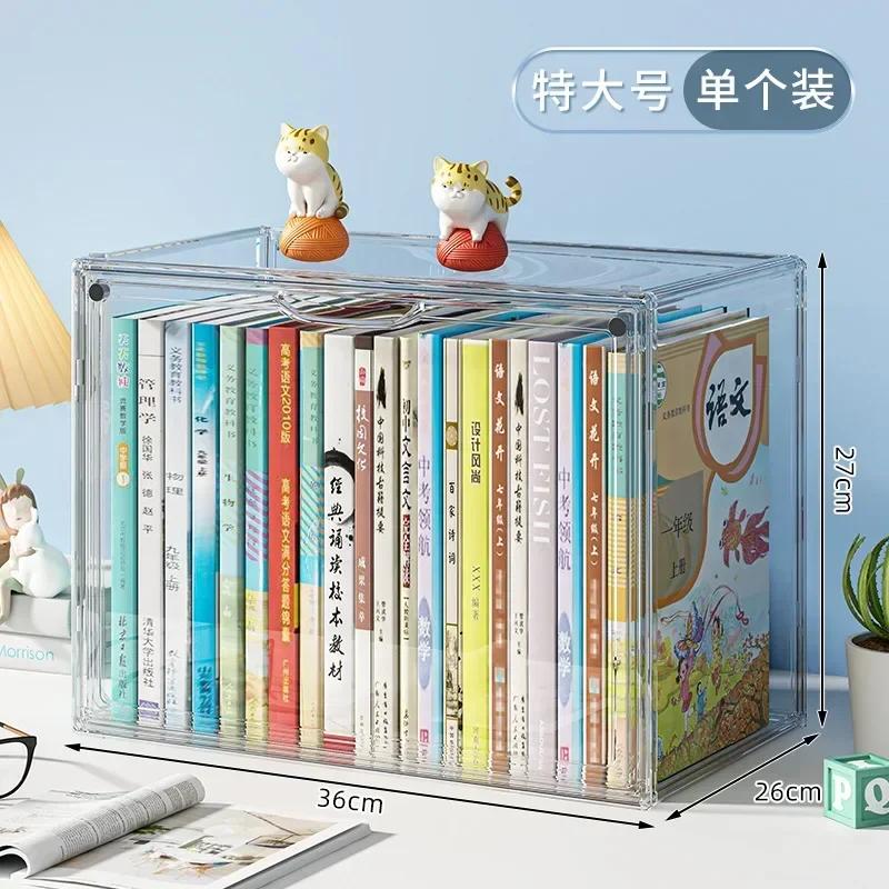 Transparent Plastic Storage Box A4 Size Stackable Desktop Organizer Large Capacity Container for Book Document Toy Sundries