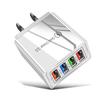 Luminous LED 4-Port USB Mobile Phone Charger 3A EU Plug Smart Travel Charger