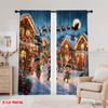 2pcs,2D Plane Printing Curtains Digital Printed Joyful Elves Playing In a Festive Light Versatile 100% Polyester (without Rod)