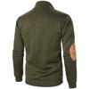 Men's Stand Collar Sweatshirt Jacket Knit Elbow Patch Casual Jacquard Cardigan Hoodie