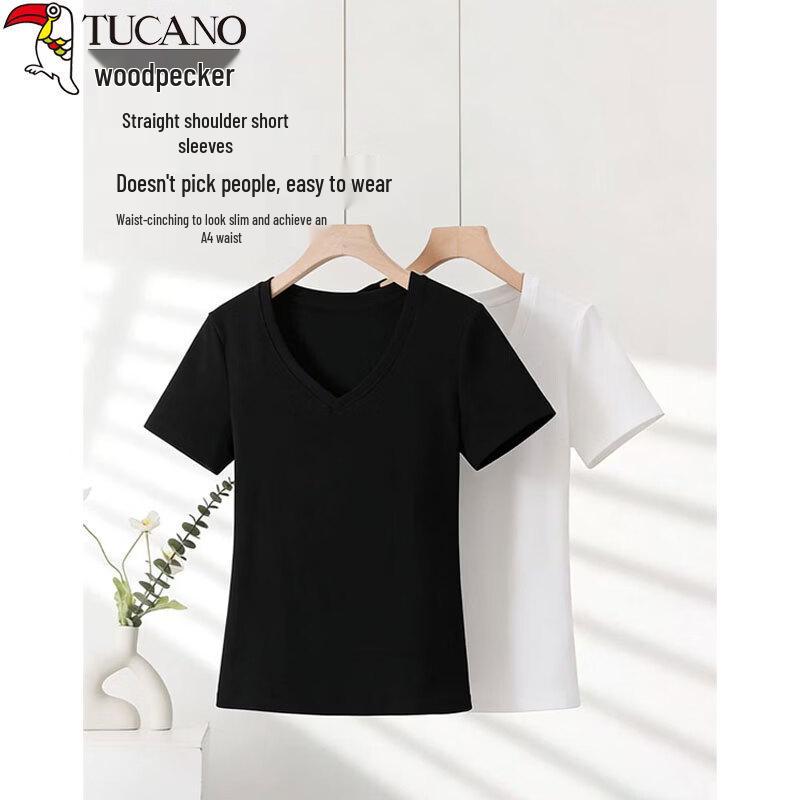Women s V-Neck Pure Cotton Short Sleeve T-Shirt 3XL