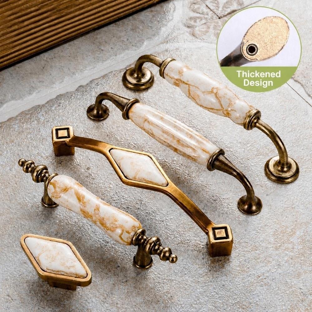 Marble Vein Ceramic Cabinet Knobs Antique Crack Door Knobs Vintage Wardrobe Handles Cabinet Doors