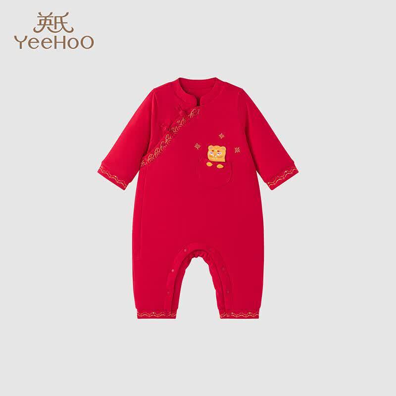 

YEEHOO Baby Red Chinese Style Padded Cotton Romper 80