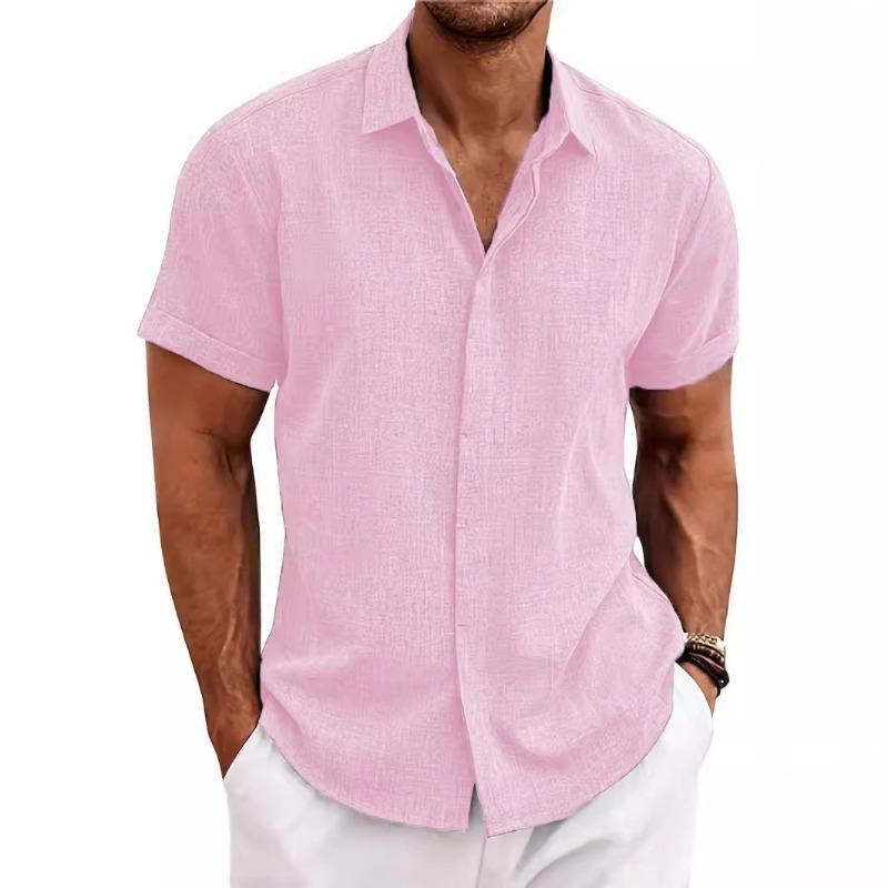 Summer Tie Dye Light Ripe Casual Linen Short Sleeved Shirt MEN