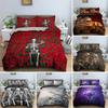 3D Skull Rose Duvet Cover 220X240 Skeleton Bedding Set Luxury Quilt Cover With Zipper Closure 2/3Pcs Queen Size Comforter Sets