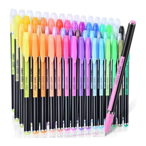 DUULEMANG 60 Colors Glitter Gel Pens Set, Water-Based Gel Pens for Coloring Books, DIY Crafts, Journals, Kids Sketching, Doodling