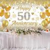 50th Wedding Anniversary Banner Decorations, White Gold Happy 50 Anniversary Party Supplies, Golden 50 Th Wedding Anniversary Decorations Decor